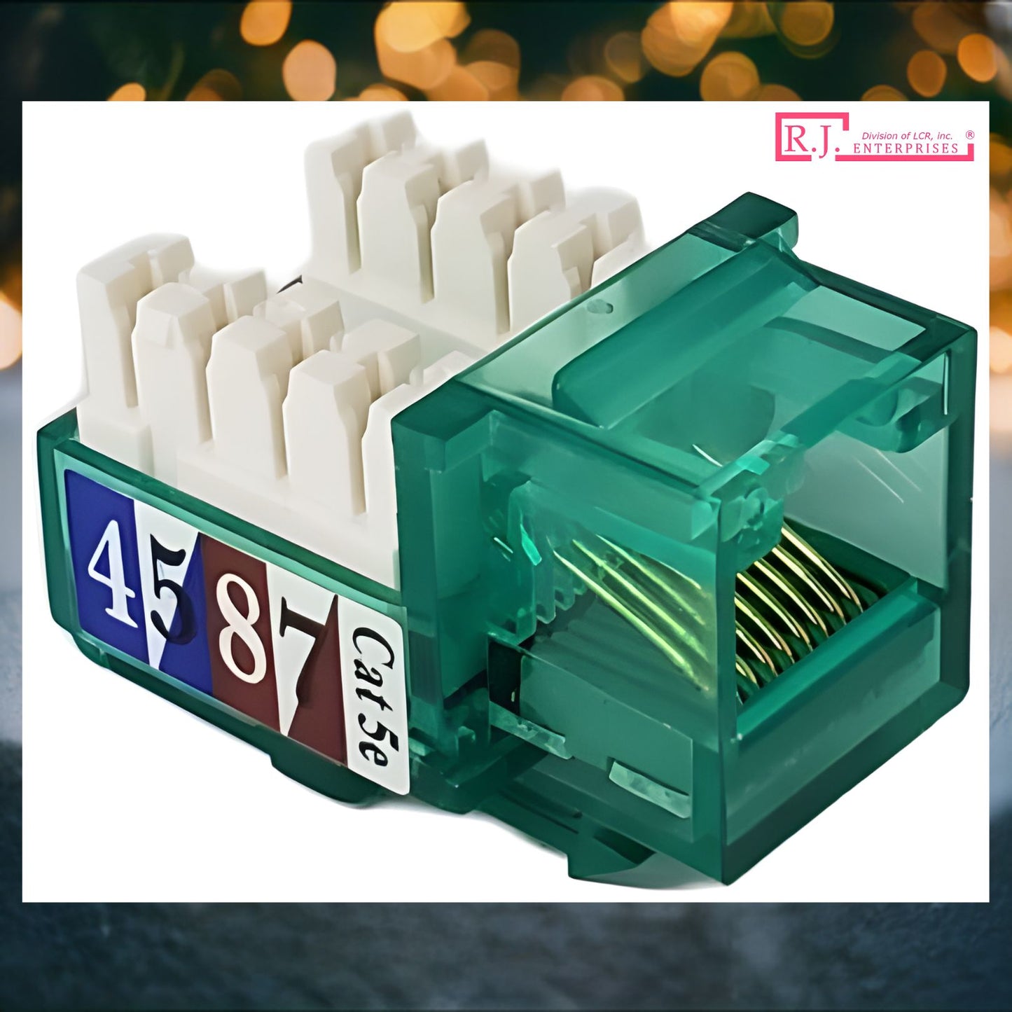R.J. Enterprises - Cat5e Keystone Jack, 90-degree, Green (25 Pcs) - R.J. Enterprises