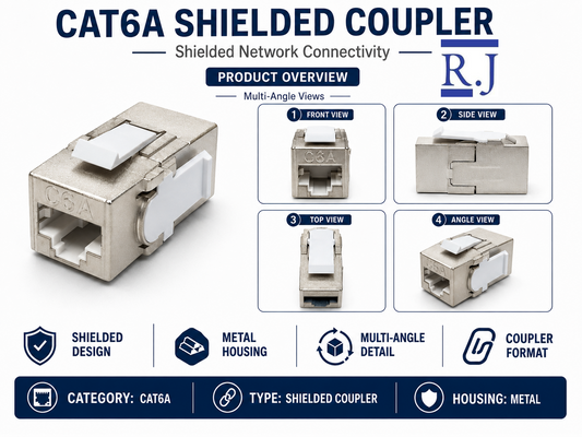 Cat6A Shielded Coupler + Coax Wall Plate Bundle | Keystone Jack & F-Type Connector, Ready to Install | RJ-EC-03