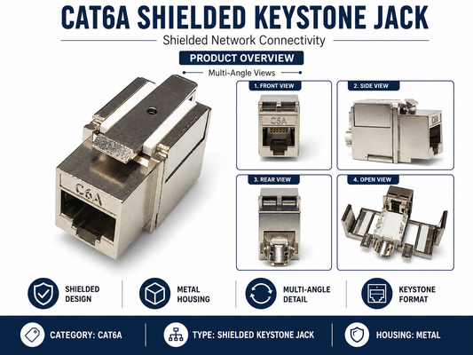 Cat6A Shielded Keystone Jack + Coax Wall Plate Bundle | F-Type Connector, Ready to Install | RJ-EC-02