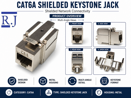 Cat6A Shielded Keystone Jack + Coax Wall Plate Bundle | F-Type Connector, Ready to Install | RJ-EC-02