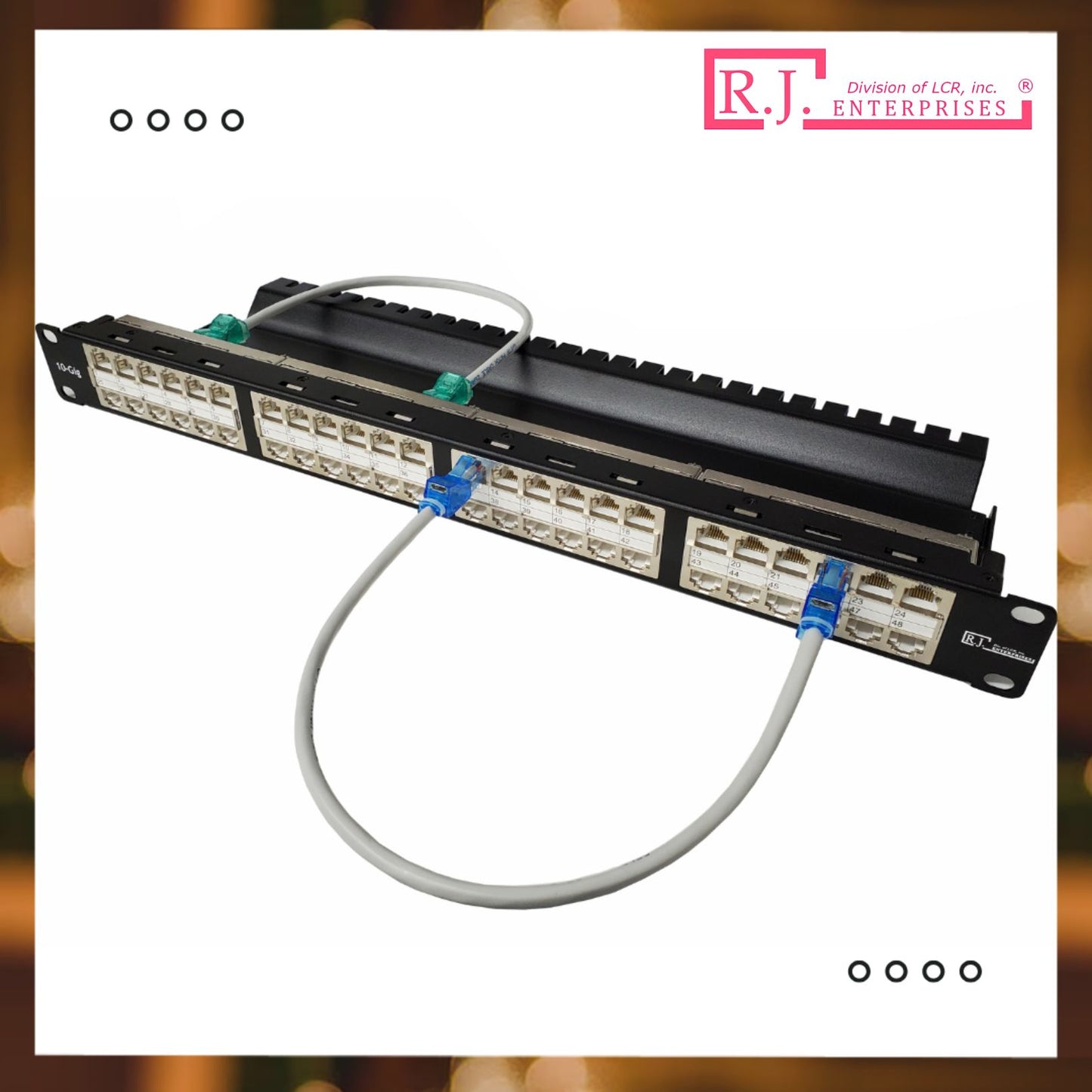 R.J. Enterprises® - HDPP-48S-C6A - Shielded High Density Patch Panel, Tool-less, 48 Port, 1U, Cat6A - R.J. Enterprises