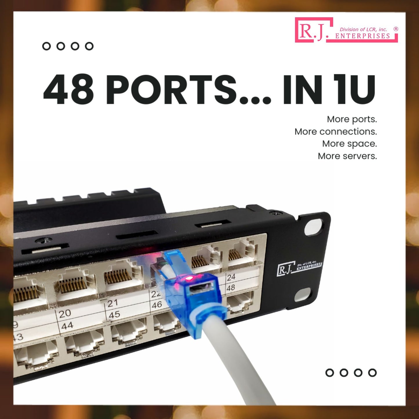 R.J. Enterprises® - HDPP-48S-C6 - Shielded High Density Patch Panel, 48 Port, 1U, Cat6 - R.J. Enterprises