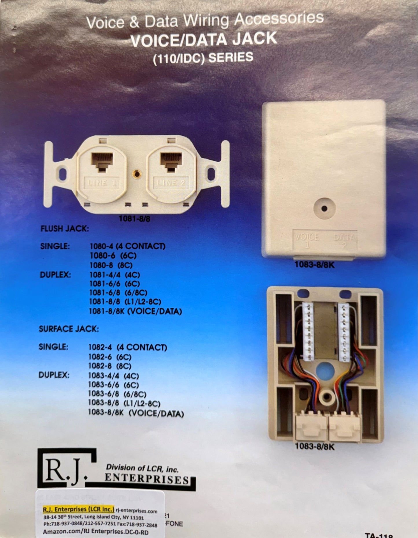 Buy One Get One FREE-Voice/Data Surface Jack-5pcs - R.J. Enterprises