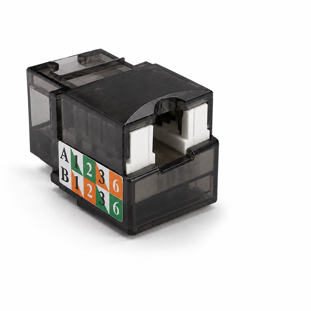 RJ45 Keystone Jack + Coax Wall Plate Bundle - Cat5e 90° Black Ethernet + F-Type | RJ-EC-16