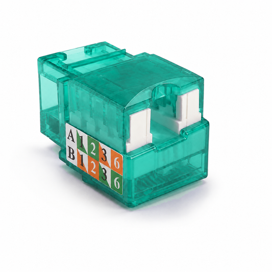 R.J. Enterprises - Cat5e Keystone Jack, 90-degree, Green (25 Pcs) - R.J. Enterprises