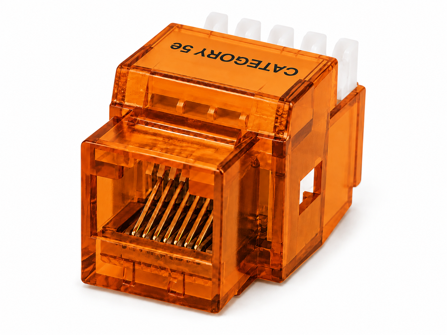 RJ45 Keystone Jack + Coax Wall Plate Bundle - Cat5e 180° Orange Ethernet + F-Type | RJ-EC-11