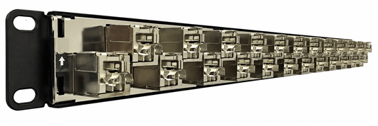 R.J. Enterprises - Cat6A Patch Panel (Special Design) 568A/B (24 Port) - with Individual Fully Shielded Keystone Cat6A Jacks-Data Center- Telecom Room