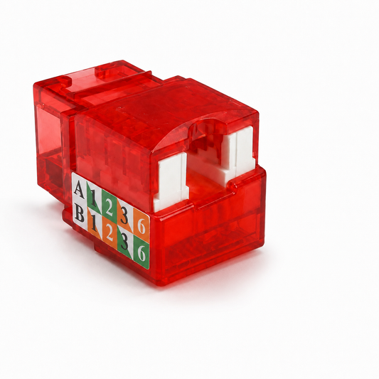 R.J. Enterprises - Cat5e Keystone Jack, 90-degree, Red (25 Pcs) - R.J. Enterprises