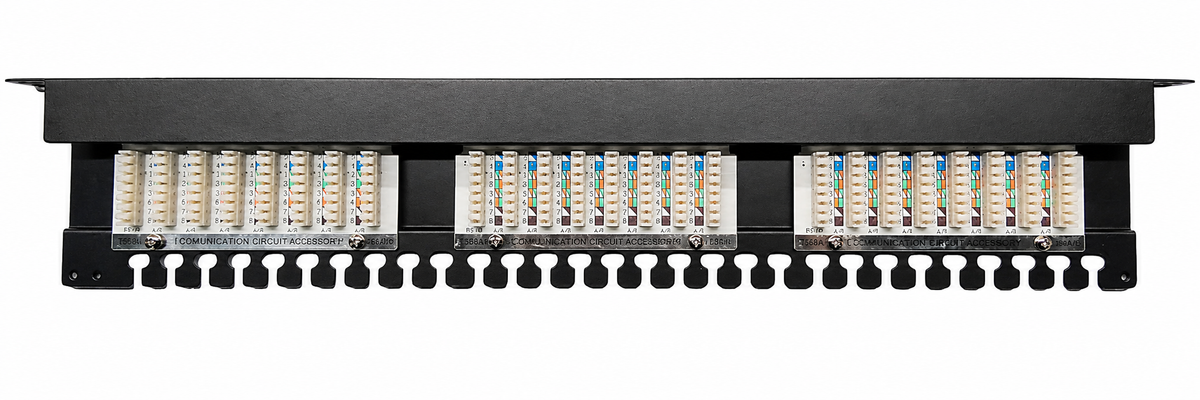 R.J. Enterprises - High Density CAT6 Half-U (0.5U) Patch Panel, 24 Port-110-Data Center- Telecom Room