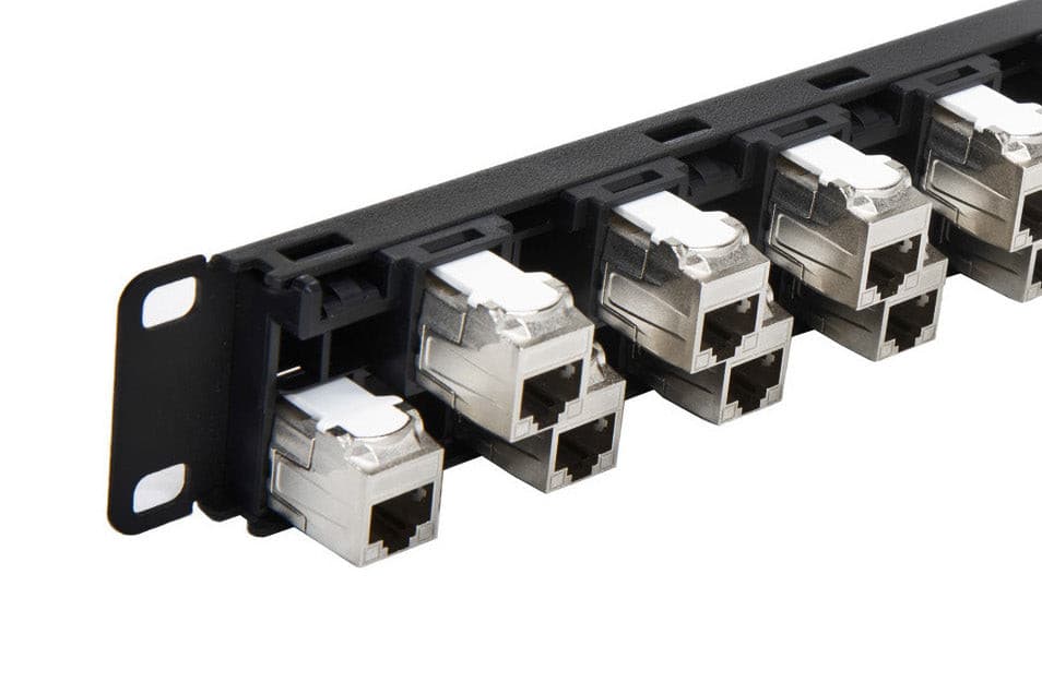 R.J. Enterprises - 3DPP-C6A-24-3D - Staggered, Shielded, Cat6A, 24 Port, Tool-less, Patch Panel - R.J. Enterprises