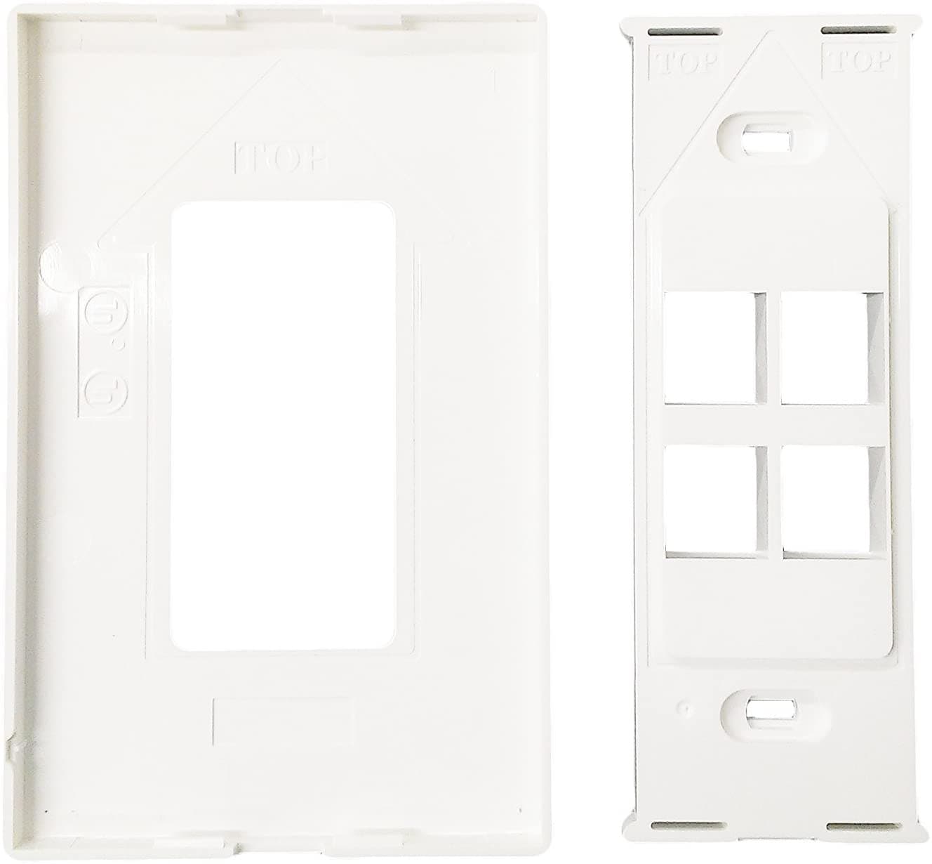 R.J. Enterprises - Screwless Snap-on Wall Plate 4 Port for Ethernet Keystone Jacks RJ-2013-S4 - R.J. Enterprises