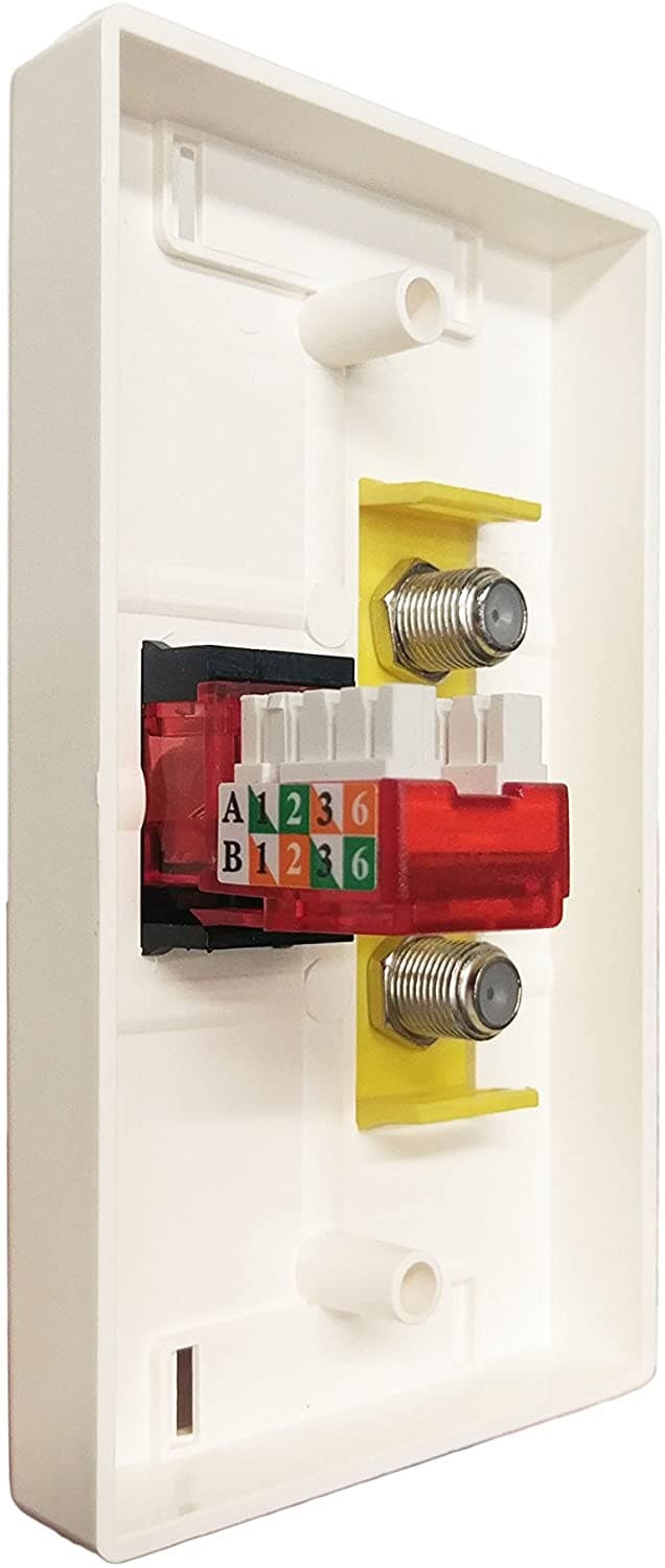 R.J. Enterprises - Wall Plate Dual CATV and C5e-RJ45 (3p/per pack) - R.J. Enterprises