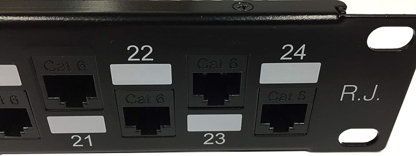 R.J. Enterprises - SDPP-24-C6 - No Punch Down, Cat6 24 Port Patch Panel (Special Design) 568A/B (Tool-Less, Feed Through, 24 Port) 1U-Data Center- Telecom Room - R.J. Enterprises