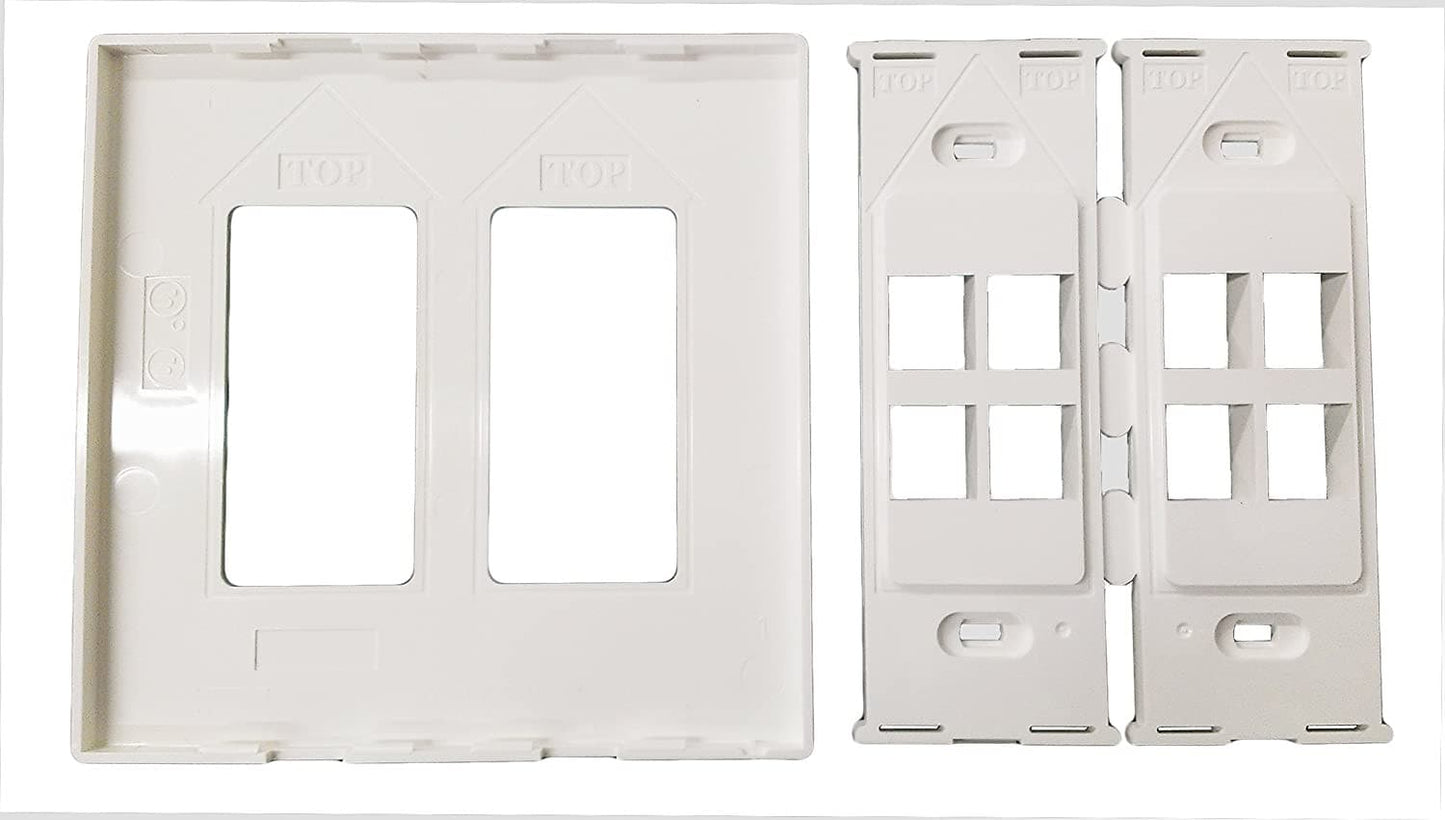 R.J. Enterprises - Screwless Snap-on Wallplate 2-Gang 8 Port RJ-2013B-S8 - R.J. Enterprises