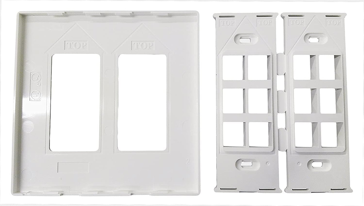 R.J. Enterprises - Screwless Snap-on Wallplate 2-Gang 12 Port RJ-2013B-S12 - R.J. Enterprises