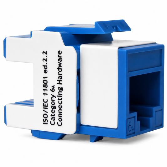 Cat6A RJ45 Keystone Jack, Blue — 10-Pack