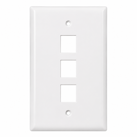 3-Port Keystone Face Plate, White, UL Listed | 2013A-C3