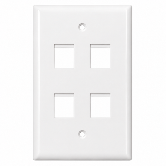 4-Port Keystone Face Plate, White, UL Listed | 2013A-C4