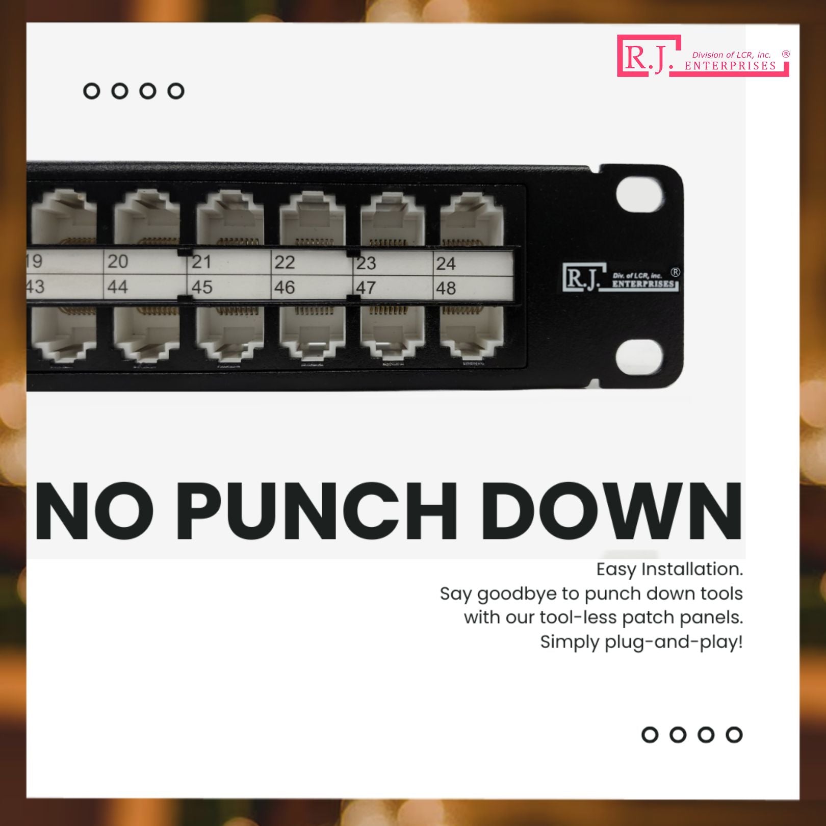 R.J. Enterprises® - HDPP-48-C6A - High Density Patch Panel, 48 Port, 1U, Cat6A - R.J. Enterprises