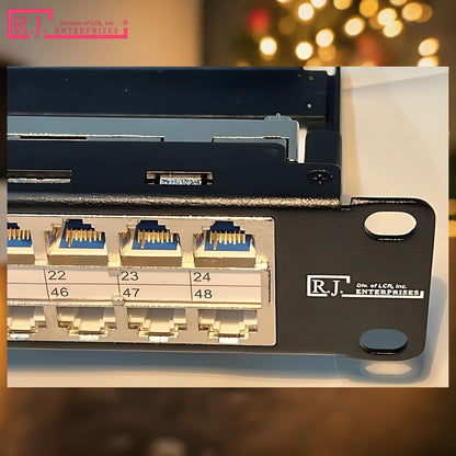 R.J. Enterprises® - HDPP-48-C6A - High Density Patch Panel, 48 Port, 1U, Cat6A - R.J. Enterprises