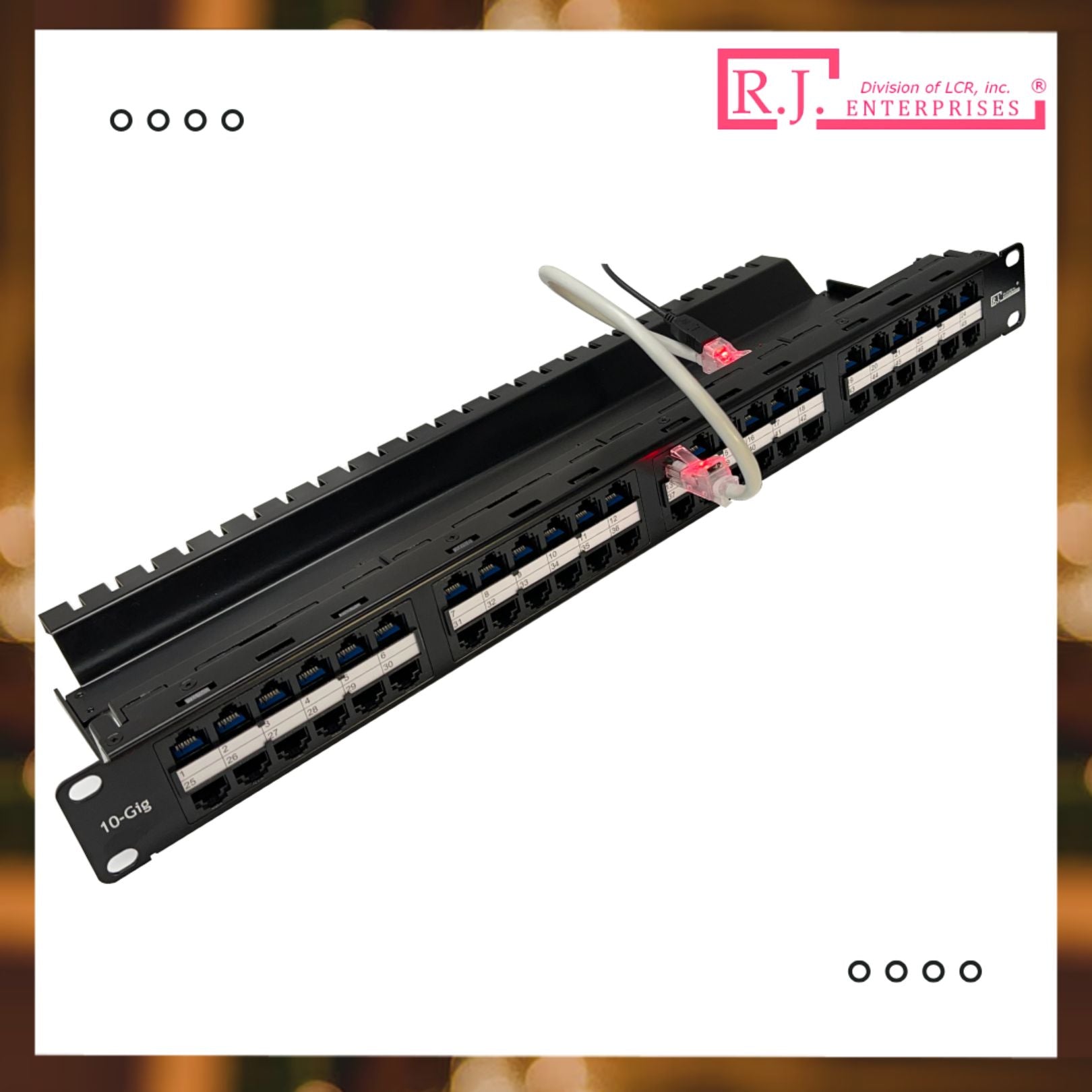 R.J. Enterprises® - HDPP-48-C6A - High Density Patch Panel, 48 Port, 1U, Cat6A - R.J. Enterprises