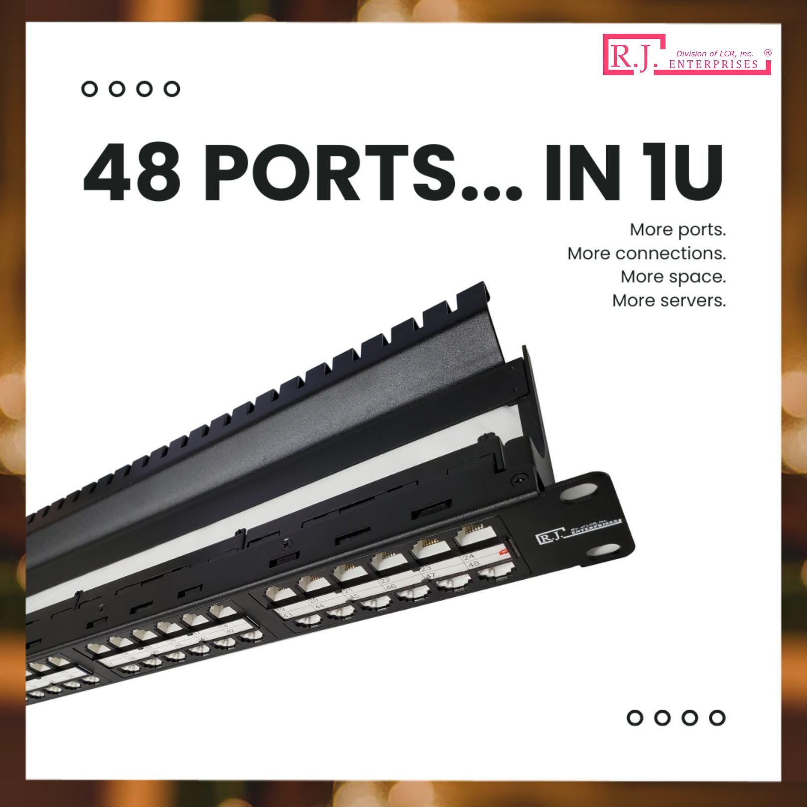 R.J. Enterprises® - HDPP-48-C6 - High Density Patch Panel, 48 Port, 1U, Cat6 - R.J. Enterprises