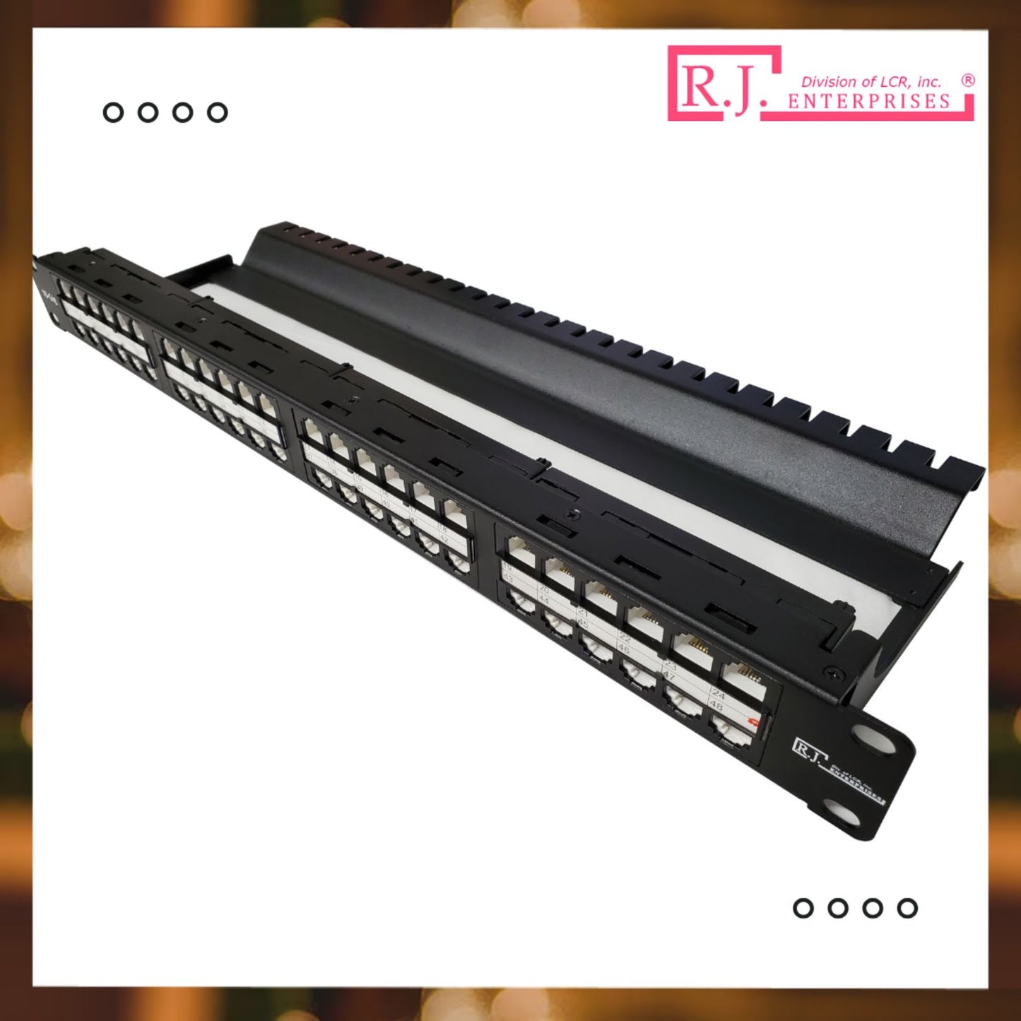 R.J. Enterprises® - HDPP-48-C6 - High Density Patch Panel, 48 Port, 1U, Cat6 - R.J. Enterprises