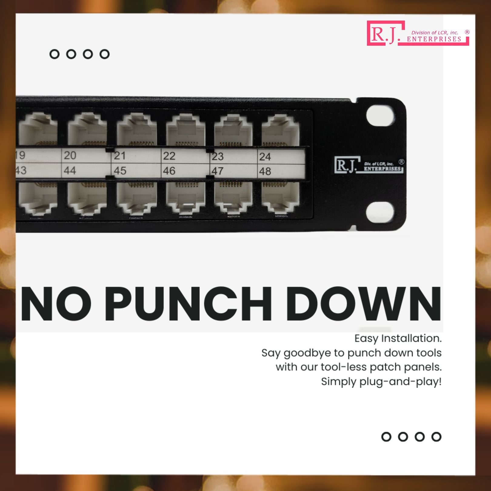 R.J. Enterprises® - HDPP-48-C6 - High Density Patch Panel, 48 Port, 1U, Cat6 - R.J. Enterprises