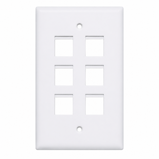 6-Port Keystone Face Plate, White, UL Listed | 2013A-C6