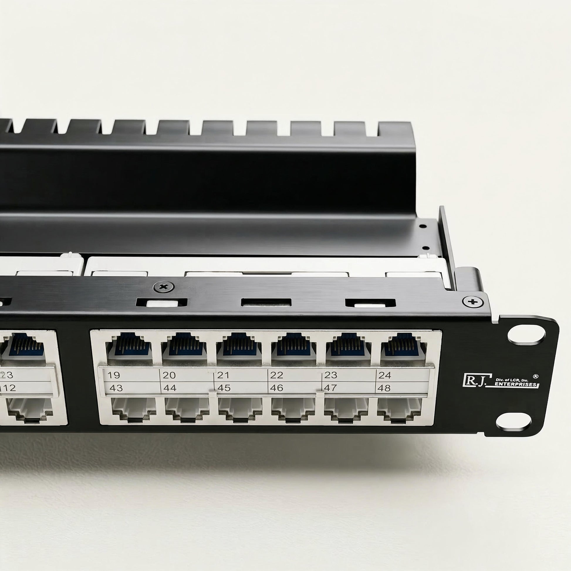 R.J. Enterprises® - HDPP-48S-C6A - Shielded High Density Patch Panel, Tool-less, 48 Port, 1U, Cat6A - R.J. Enterprises