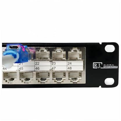 R.J. Enterprises® - HDPP-48S-C6 - Shielded High Density Patch Panel, 48 Port, 1U, Cat6 - R.J. Enterprises