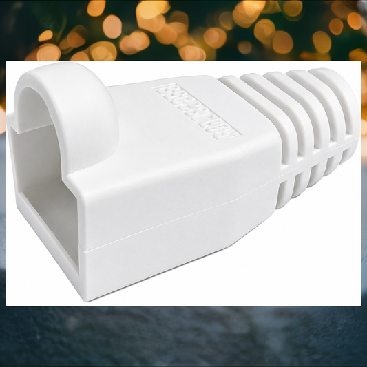 R.J. Enterprises - RJ45 Strain Relief Boot White 0.035/p (2-Bags, 100pcs ea)
