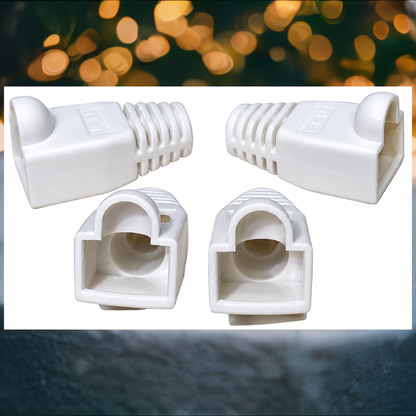 R.J. Enterprises - RJ45 Strain Relief Boot White 0.035/p (2-Bags, 100pcs ea) - R.J. Enterprises