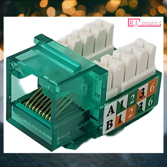 R.J. Enterprises - Cat5e Keystone Jack, 90-degree, Green (25 Pcs) - R.J. Enterprises