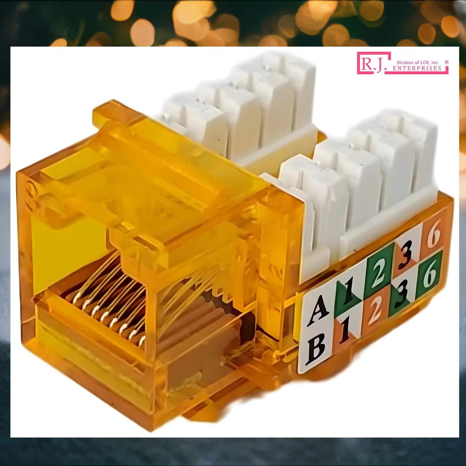 R.J. Enterprises - Cat5e Keystone Jack, 90-degree, Orange (25 Pcs) - R.J. Enterprises