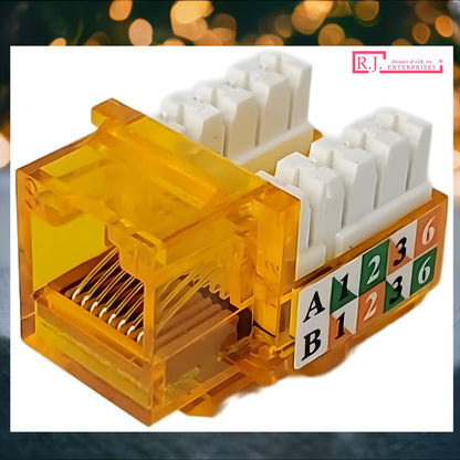 R.J. Enterprises - Cat5e Keystone Jack, 90-degree, Orange (25 Pcs) - R.J. Enterprises