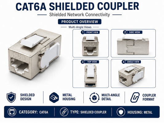 Cat6A Shielded Coupler + Coax Wall Plate Bundle | Keystone Jack & F-Type Connector, Ready to Install | RJ-EC-03