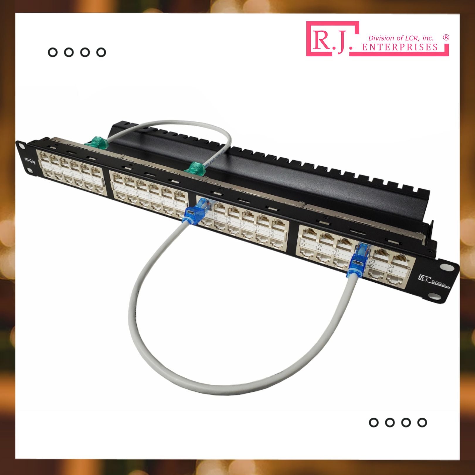 R.J. Enterprises® - HDPP-48S-C6A - Shielded High Density Patch Panel, Tool-less, 48 Port, 1U, Cat6A - R.J. Enterprises
