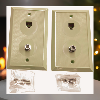 R.J. Enterprises--Wall Plate For TV & Phone (Coaxial-F81 and RJ11 connector) (10 pcs/pack)