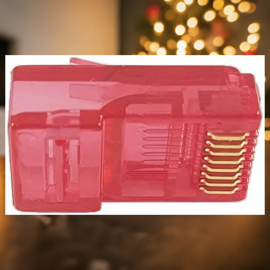 R.J. Enterprises - 8X8-CP-RD - RJ45 Plug Connector, Cat5, Cat6, Red, 8P8C (50pcs) - R.J. Enterprises
