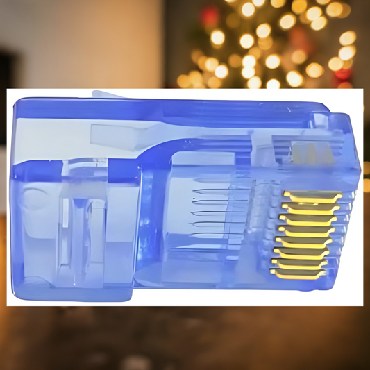 R.J. Enterprises - 8X8-CP-BL - RJ45 Plug Connector, Cat5, Cat6, Blue, 8P8C (50pcs) - R.J. Enterprises