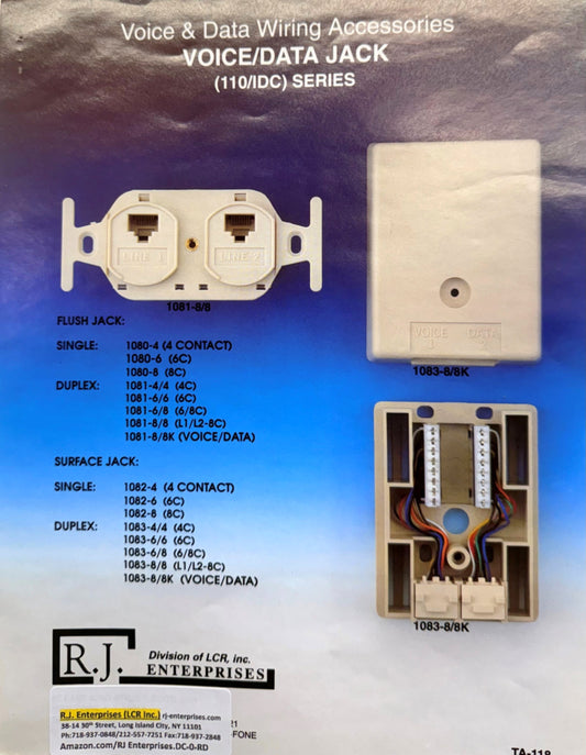 Buy One Get One FREE-Voice/Data Surface Jack-5pcs - R.J. Enterprises