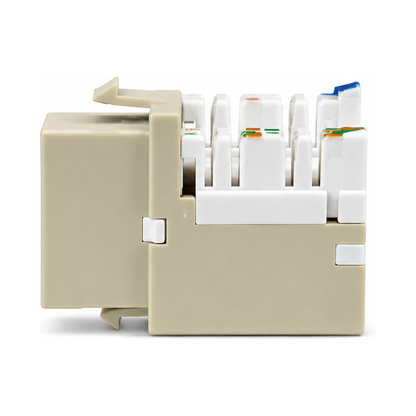 RJ45 Keystone Jack + Coax Wall Plate Bundle - Cat6 Ivory Ethernet + F-Type | RJ-EC-27
