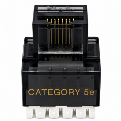 R.J. Enterprises - Cat5e Keystone Jack, 180-degree, Black (25 Pcs)