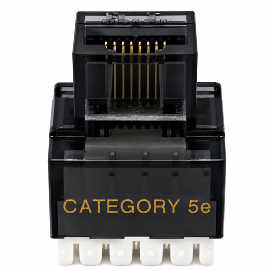 R.J. Enterprises - Cat5e Keystone Jack, 180-degree, Black (25 Pcs)