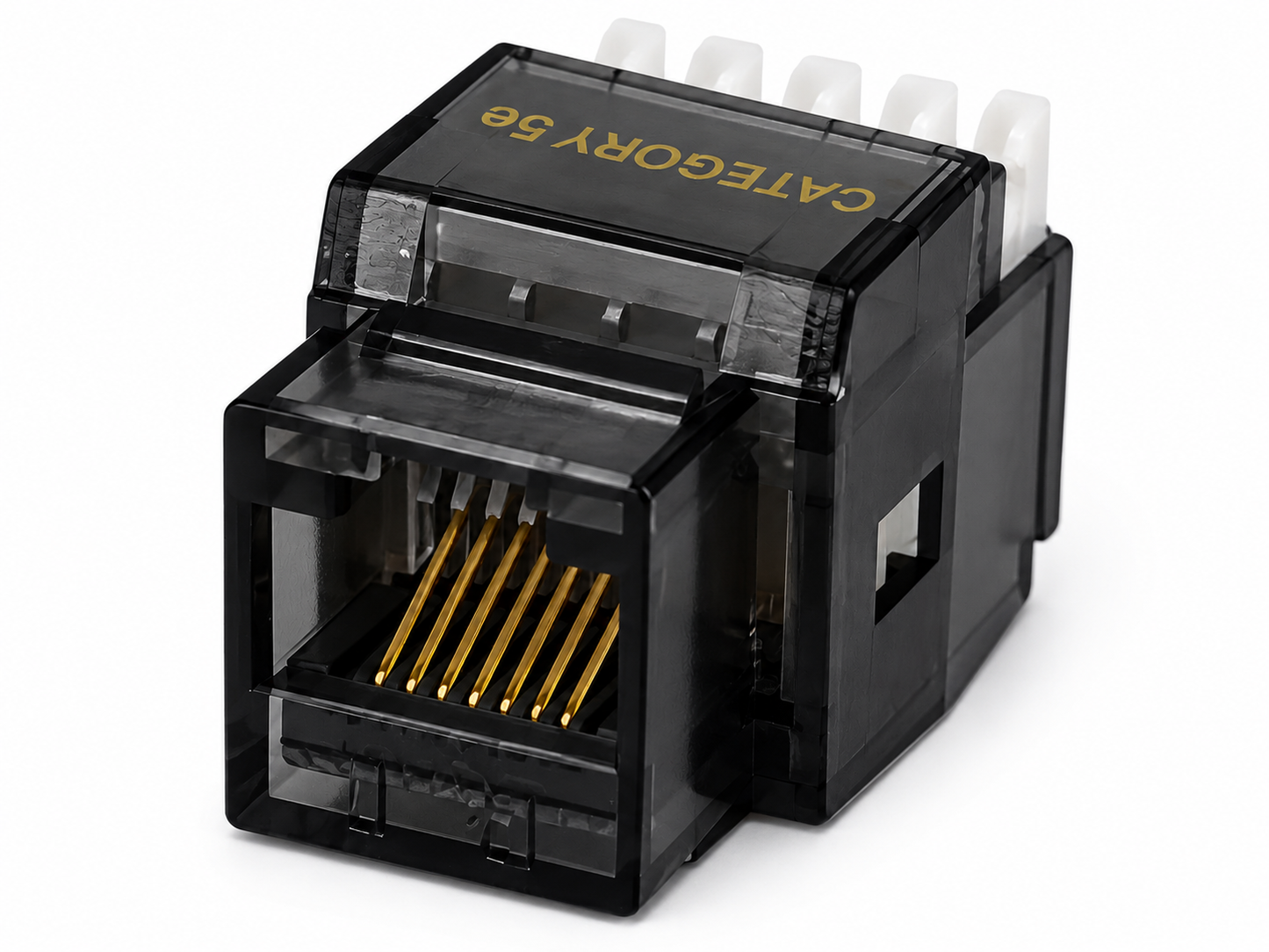 RJ45 Keystone Jack + Coax Wall Plate Bundle - Cat5e 180° Black Ethernet + F-Type | RJ-EC-08