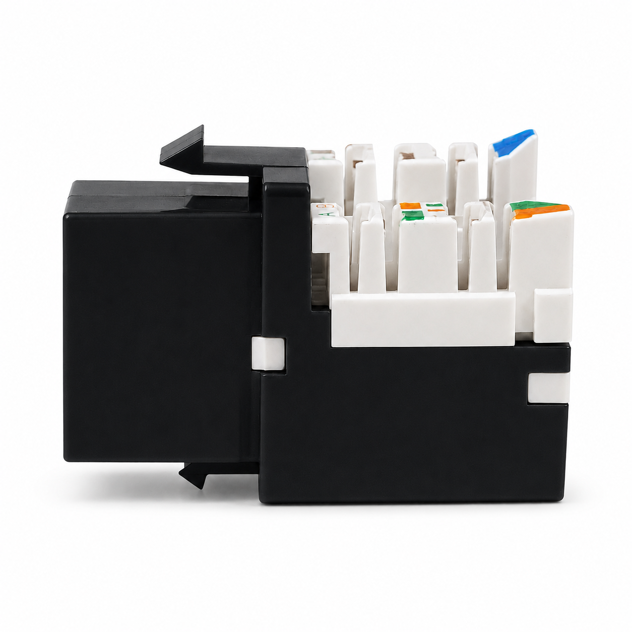 RJ45 Keystone Jack + Coax Wall Plate Bundle - Cat6 Black Ethernet + F-Type | RJ-EC-24