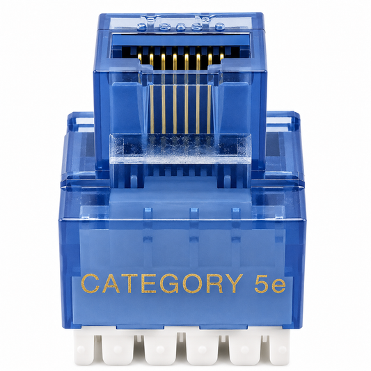 R.J. Enterprises - Cat5e Keystone Jack, 180-degree, Blue (25 Pcs)