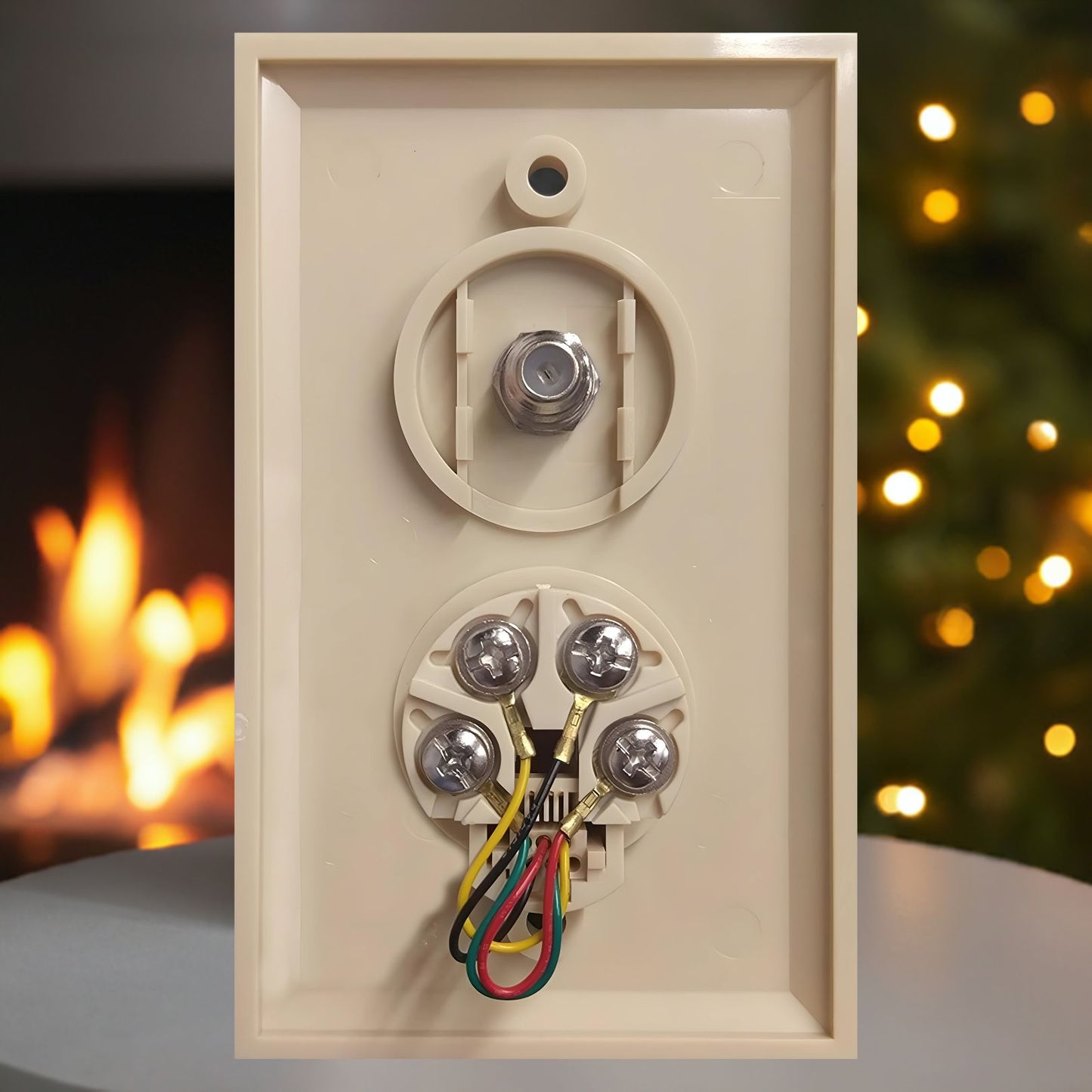 Wall Plate For TV & Phone (Coaxial-F81 and RJ11 connector) (10 piece/pack) - R.J. Enterprises