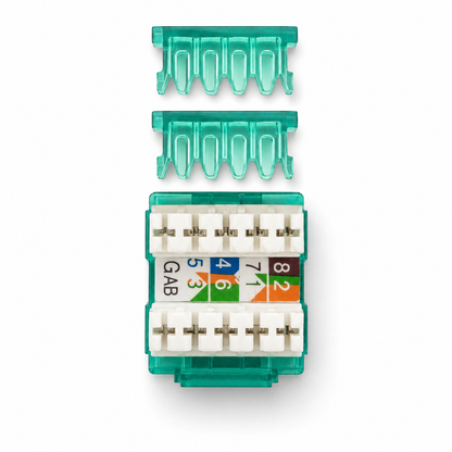 RJ45 Keystone Jack + Coax Wall Plate Bundle - Cat5e 180° Green Ethernet + F-Type | RJ-EC-10